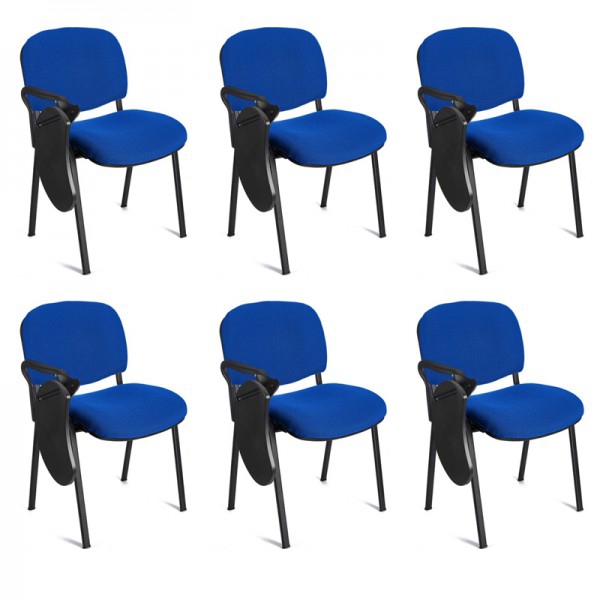 Confezione da 6 sedie Iso con struttura epossidica nera e rivestimento Baly (tessile) con braccio a lama destro
